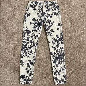 7 for All Mankind Navy Floral Skinny Jeans